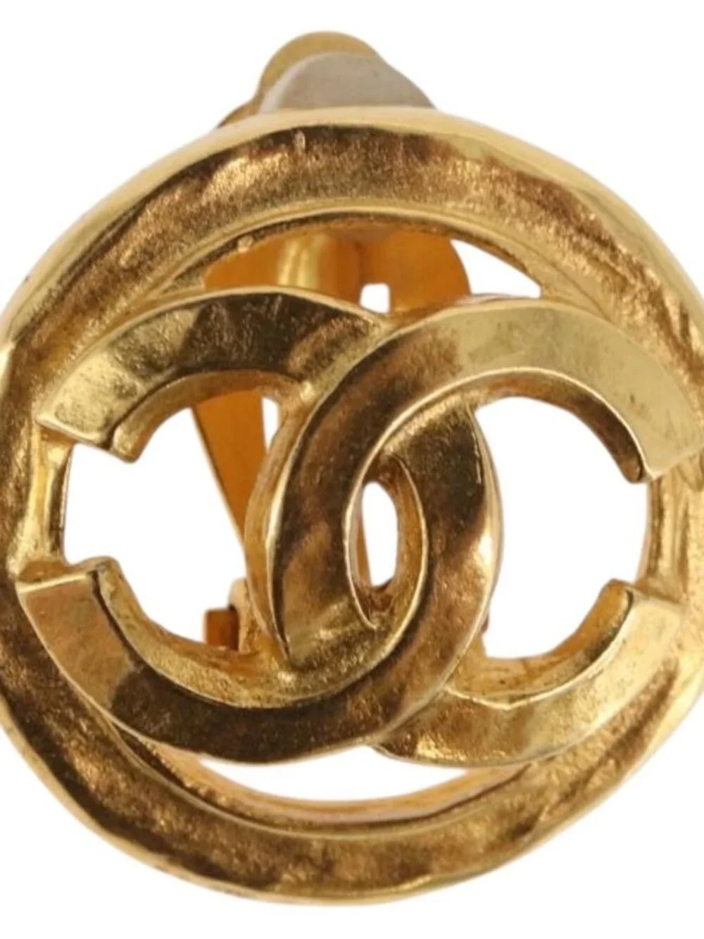 CHANEL COCO Mark Earring Metal Gold Tone CC Auth 187301M